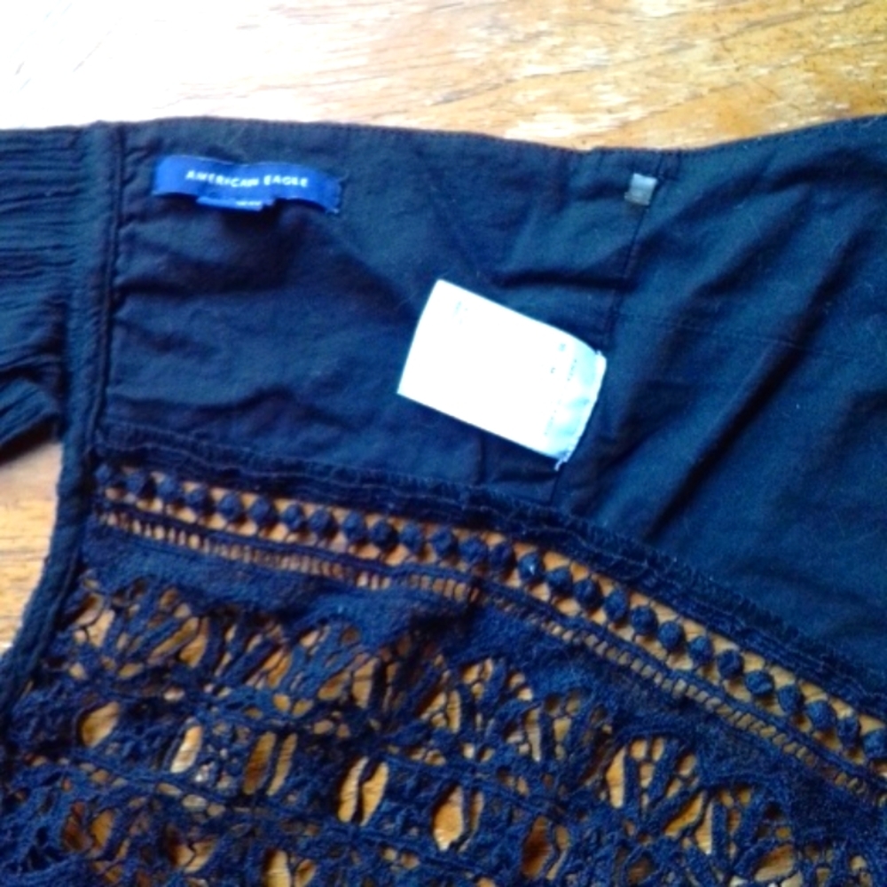 🍀Black American Eagle Crop Halter Top with Lace!!!! - Picture 3 of 8